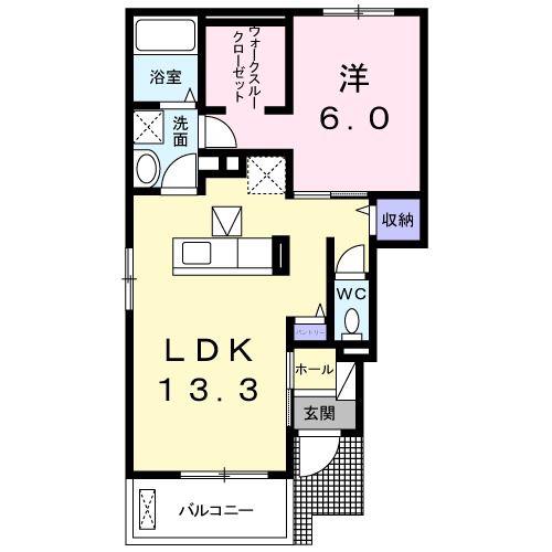 ELEGANCIA(1LDK/1階)の間取り写真