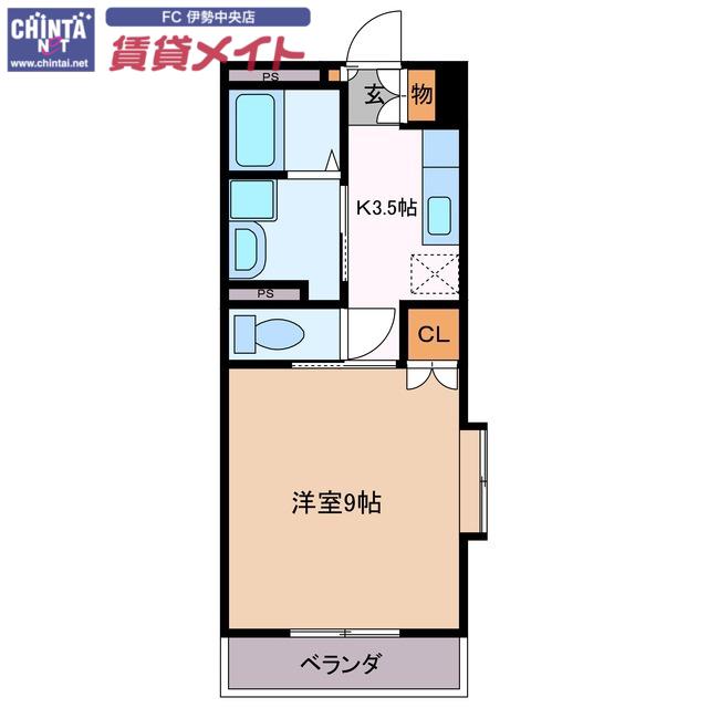 りんどうII(1K/2階)の間取り写真