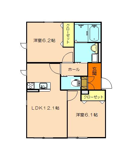 メゾン ボヌール(2LDK/1階)の間取り写真
