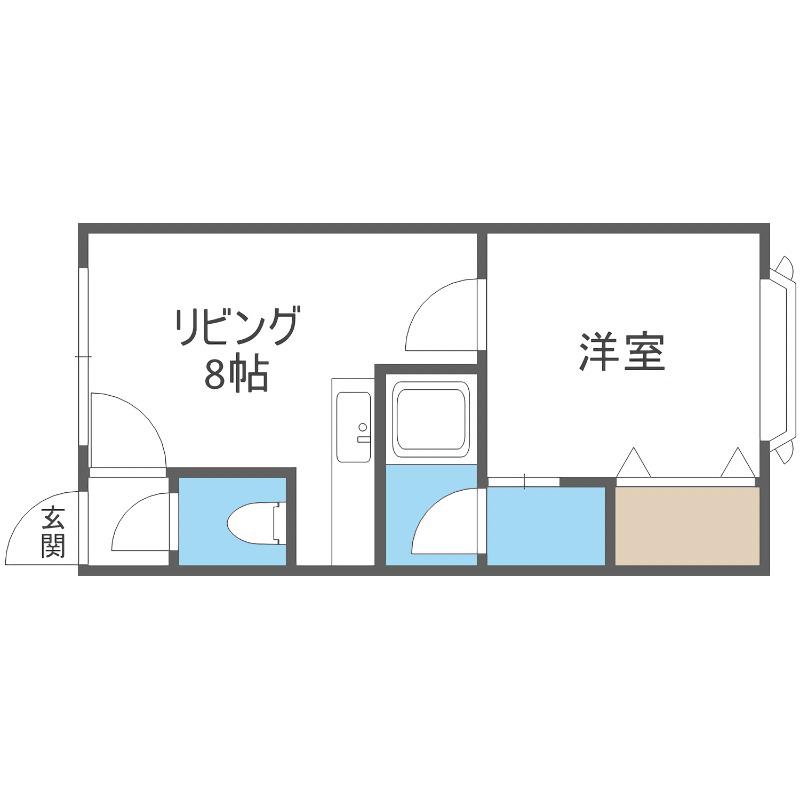 エポック福住(1DK/2階)の間取り写真