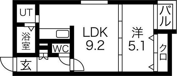 クロスティアS6W8(1LDK/1階)の間取り写真