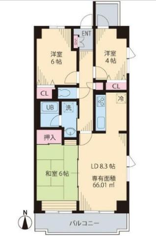 シャルマン井荻(3LDK/7階)の間取り写真