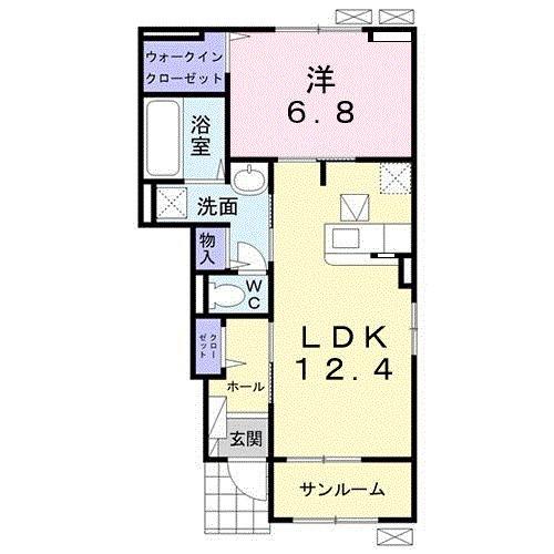 サリュー(1LDK/1階)の間取り写真