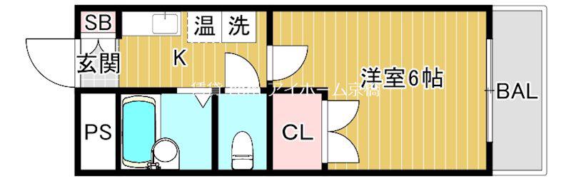 ノースコート(1K/4階)の間取り写真