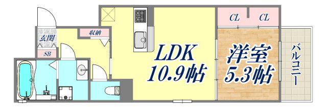 ラ・メゾンアンソレイエ板宿(1LDK/3階)の間取り写真