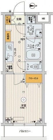 スカイコートパレス千川(1K/4階)の間取り写真