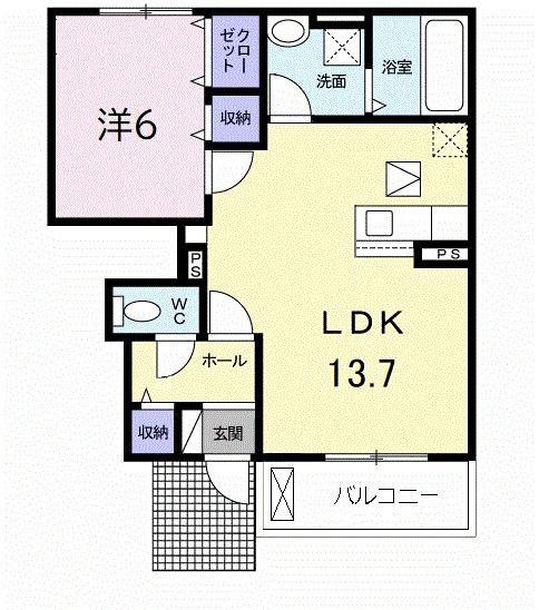 エクセレント ピリオド(1LDK/1階)の間取り写真