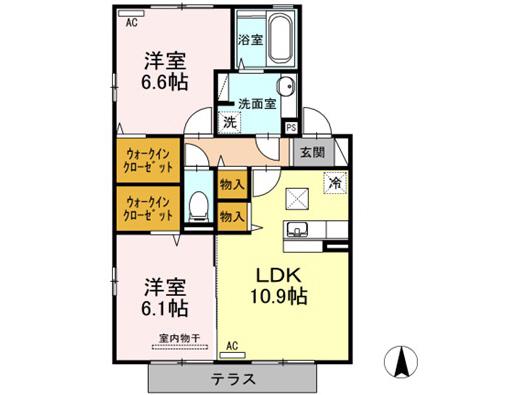 ラ・サクラ・サクラI(2LDK/1階)の間取り写真