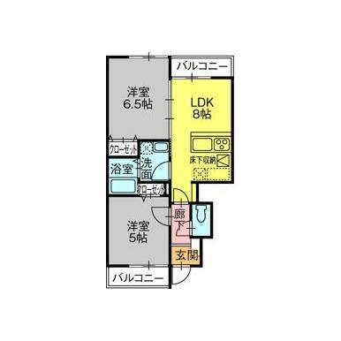 セレーナ一番館(2LDK/1階)の間取り写真