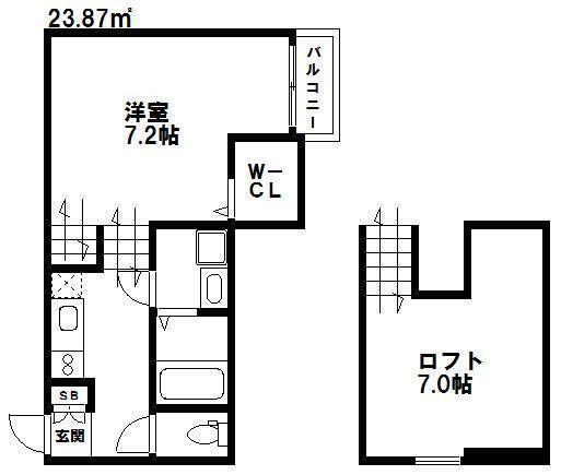 SORRISO RIVER TERRACE(1K/1階)の間取り写真