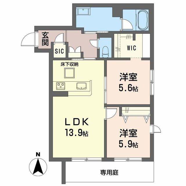 メゾンエディアン新金岡(2LDK/1階)の間取り写真