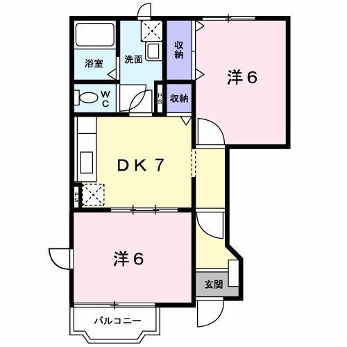アンシャンテA(2DK/1階)の間取り写真