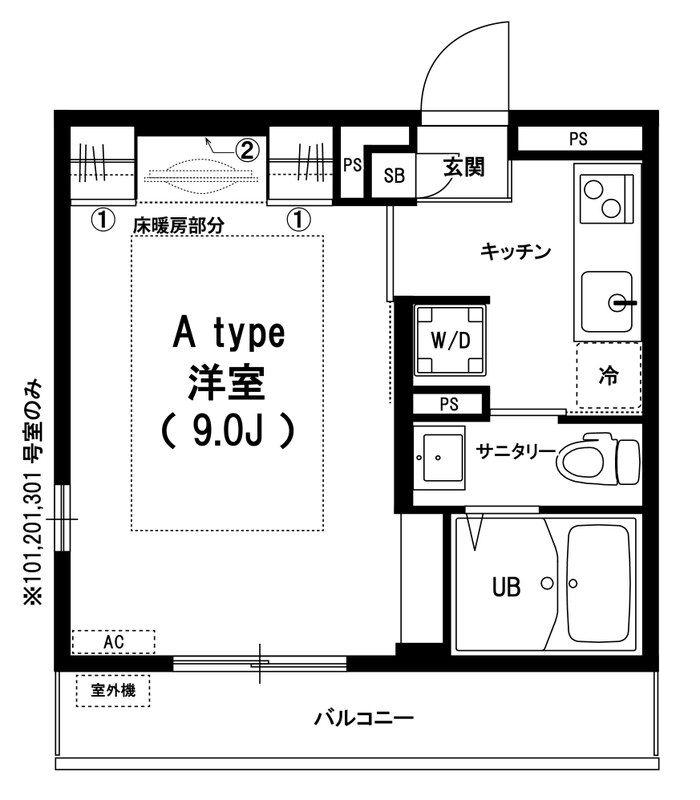 リブリ・N(1K/2階)の間取り写真