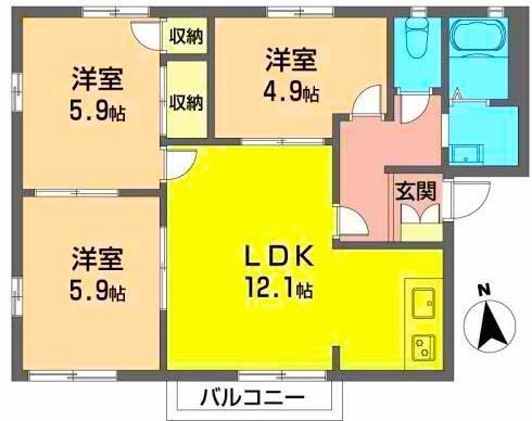 プランシェバラキB(3LDK/2階)の間取り写真