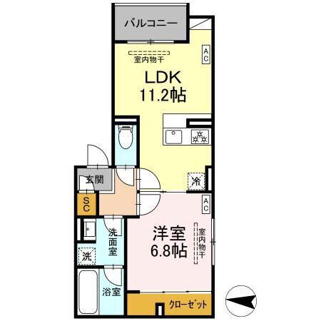 ボアブロンシュ深見(1LDK/3階)の間取り写真