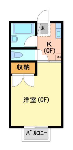 岩田ハイツII(1K/1階)の間取り写真