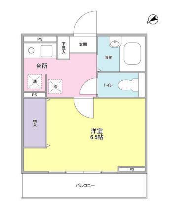 宮前パールハイツB(1K/2階)の間取り写真