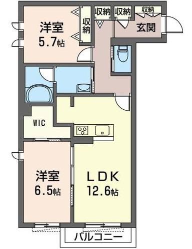リュミエール(2LDK/2階)の間取り写真