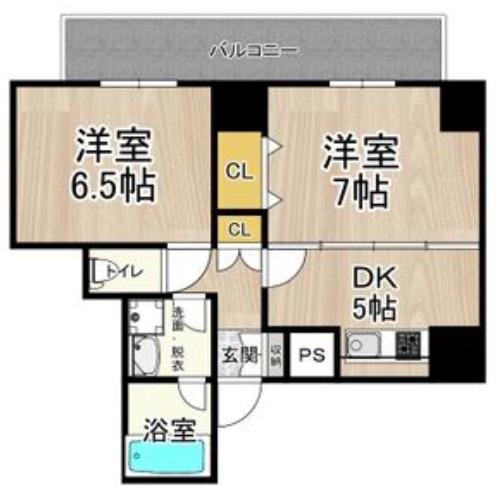 CITY SPIRE難波プレミア(2DK/2階)の間取り写真