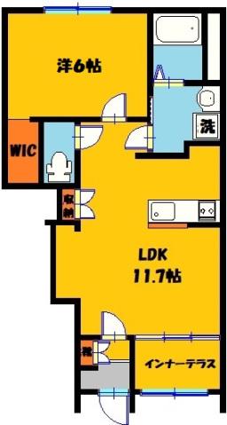 トロワシヤン(1LDK/1階)の間取り写真