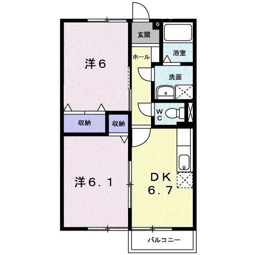 パルシェハイム21(2DK/2階)の間取り写真