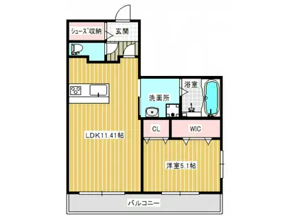 SELENE(1LDK/1階)の間取り写真