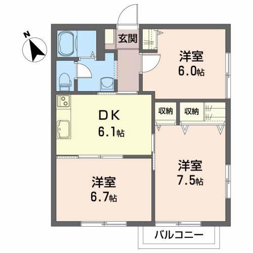 シャーメゾン ラフィーネ(3DK/2階)の間取り写真