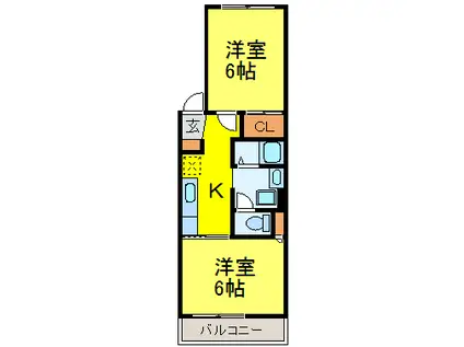 三貴マンション(2K/2階)の間取り写真