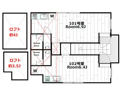 スローティア元住吉(ワンルーム/1階)の間取り写真