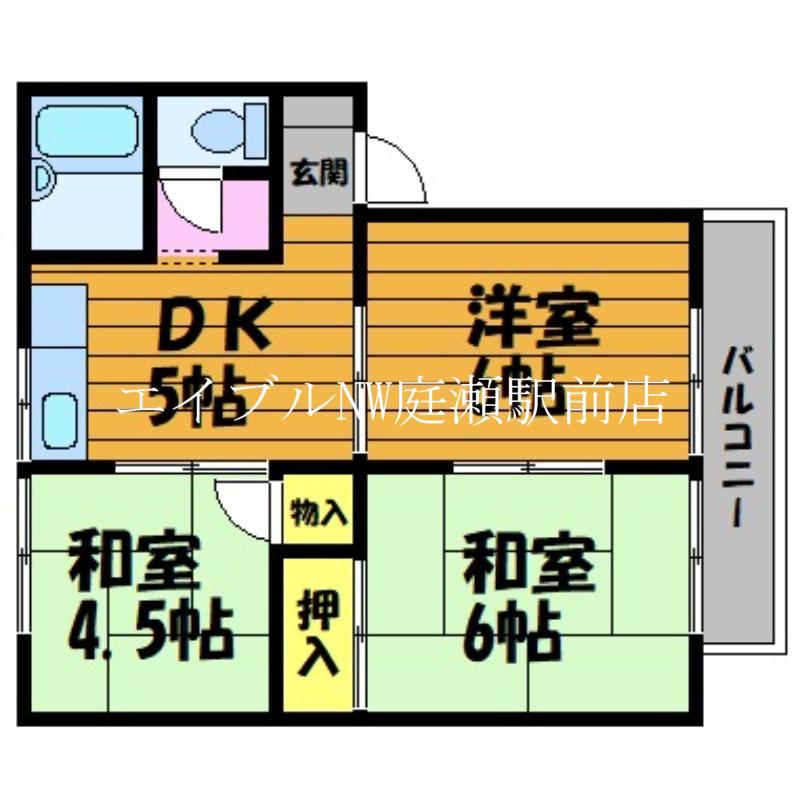 コーポ岸本A棟(3DK/2階)の間取り写真