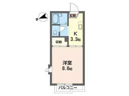 COZY ALLEY B(1K/2階)の間取り写真