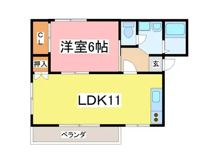 メゾンT(1LDK/1階)の間取り写真