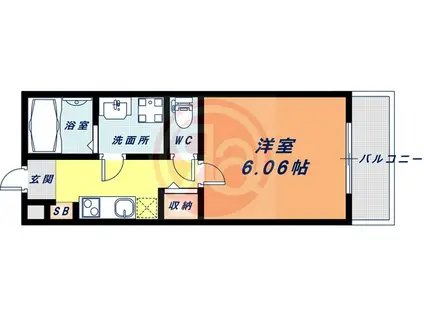 カルムヴィレッジ東田辺(1K/2階)の間取り写真