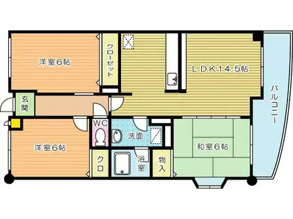 ミラベル嵐が丘(3LDK/3階)の間取り写真