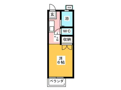 シティハイツ浅野(1K/2階)の間取り写真