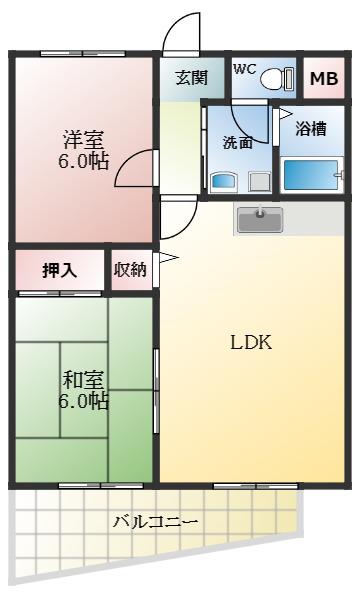 サンルミエール(2LDK/2階)の間取り写真