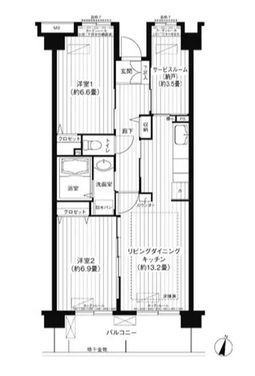 コーポレート東戸塚 7階階 間取り