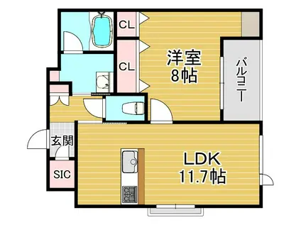 シャーメゾン アミスタ(1LDK/3階)の間取り写真