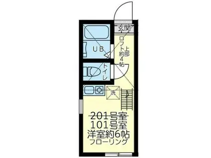 ユナイト三ッ沢ラグジュアリ-(ワンルーム/1階)の間取り写真