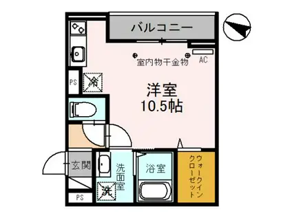 ソレイユ ラ コリーヌ東川口(ワンルーム/1階)の間取り写真