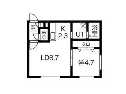 グランデール新札幌I(1LDK/2階)の間取り写真