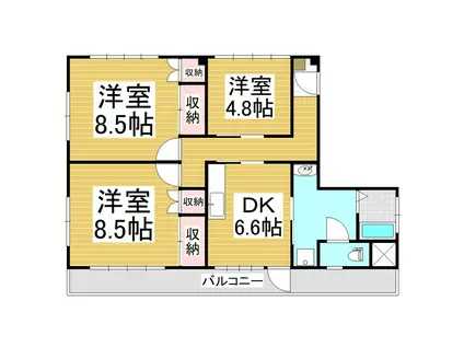 レッドウイングマンション(3DK/3階)の間取り写真