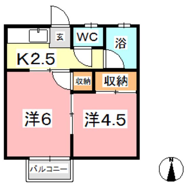 パナハイツかなや 1(2K/2階)の間取り写真