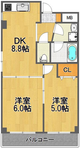 ラルーチェ(2DK/7階)の間取り写真