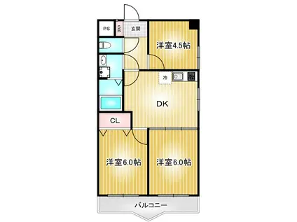 ファンシービル岩間(3DK/4階)の間取り写真