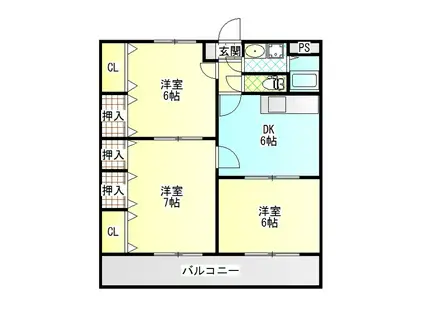 ビューテラス福田(3DK/3階)の間取り写真