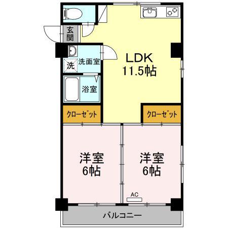 ドールハウス雄郡(2LDK/2階)の間取り写真