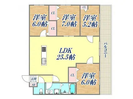 MESSAGE苦楽園三番町(4LDK/2階)の間取り写真