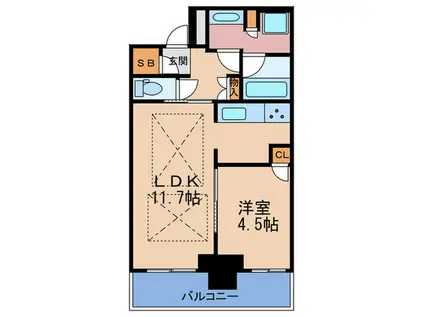 ブランズタワー梅田ノース(1LDK/5階)の間取り写真