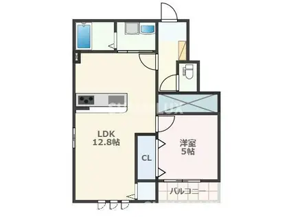 TS REVE A(1LDK/1階)の間取り写真